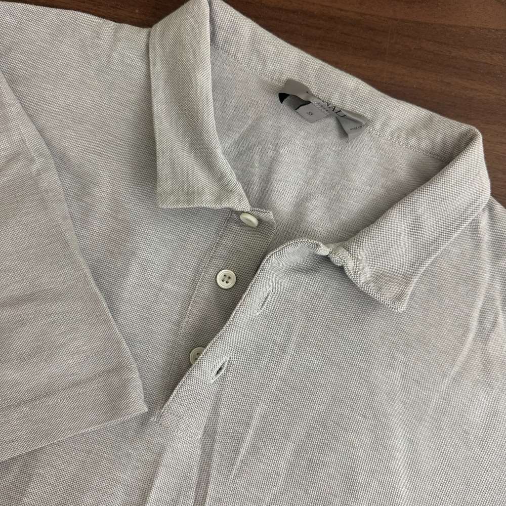 Canali Polo Shirt Heather Gray Pique Knit Cotton Short Sleeve Performance Men 48